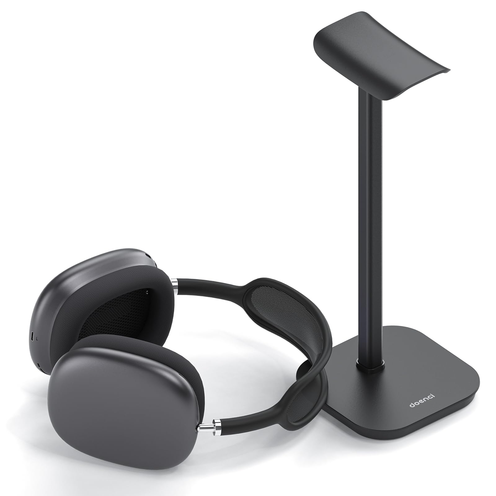 doenci Headset Halterung, Kopfhörer Ständer für Alle Over Ear Bluetooth Kopfhörer, Universal Kopfhörer Halter mit Gewichtete Basis + Aluminiumrohr, Gaming Headset Ständer Halter Schreibtisch Zubehör