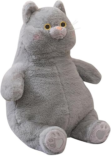 Bonita almohada de peluche Kawaii con diseño de gato gordo, juguete de peluche suave para niños, cumpleaños, Navidad, día de San Valentín (gris,
