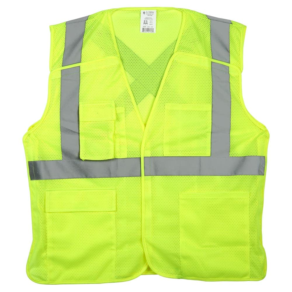 Safegear Sicherheitsweste Typ R Klasse 2 mit Taschen und 5-Punkt-Haken-/Schlaufe, Sicherheitsweste für Damen und Herren, Limettengrün/Gelb, Größe S/M