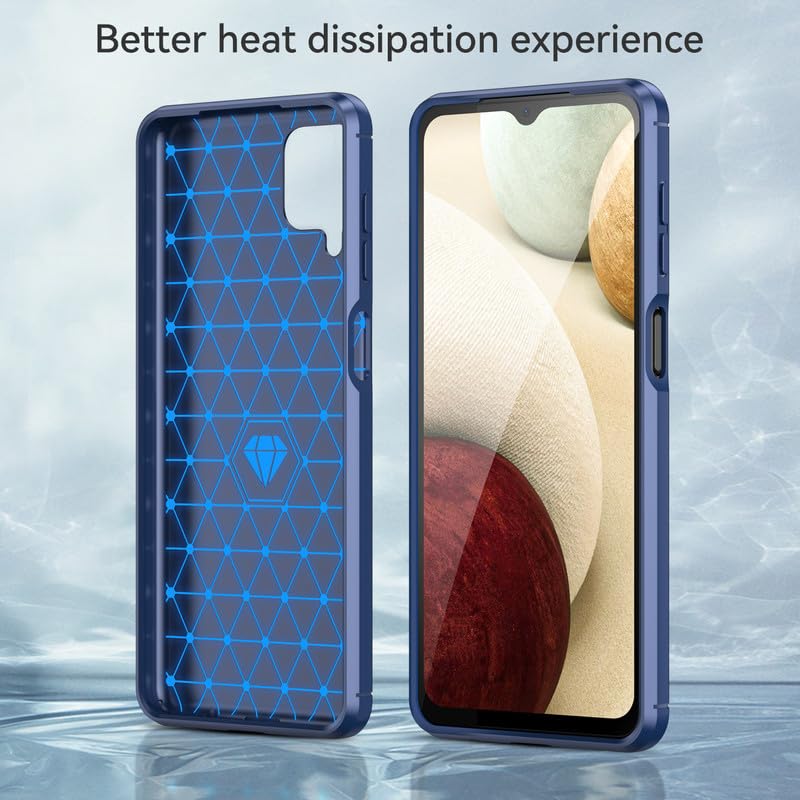 Image of Hybrid Carbon Fiber Back Case for Samsung Galaxy M12 / A12 / F12 (Blue)