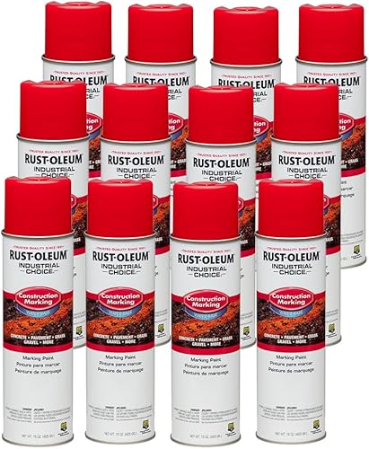 Miniatura 8 de Rust-Oleum 264697-12PK Industrial Choice M1400 System - Pintura de marcado de construcción a base de agua, 17 onzas, naranja fluorescente, paquete