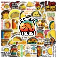 Vista 4 de Paquete de 62 calcomanías de tacos mexicanos, calcomanías de vinilo estético impermeable para botella de agua, patineta, laptop, teléfono, diario