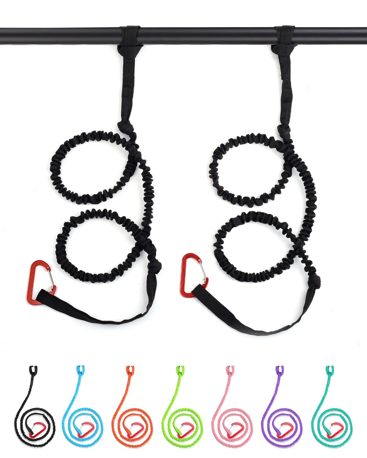 Abahub 2PCS Paddle Leash Kajak Paddle Leash Pasek bezpieczeństwa 150-210 cm | Elastyczna lina bezpieczeństwa z karabińczykiem do łodzi kajakowej do pływania kajakiem akcesoria do wiosłowania