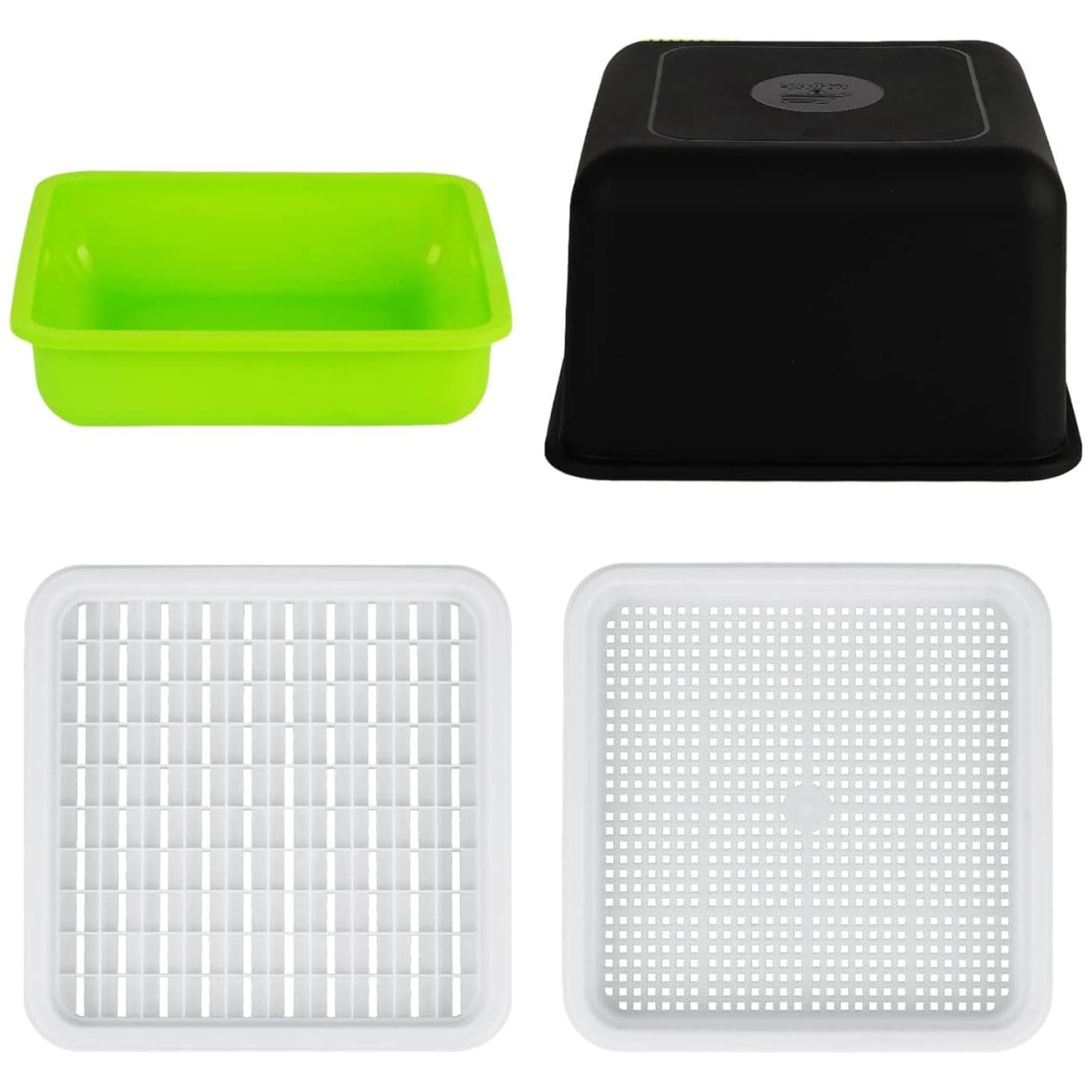 Otbushit 4Pcs/Set 10X12 Microgreens Growing Trays, 100 Holes Sprouts Growing Kit With Shade Cover Planting Plate Mesh Plate Water Tray Reusable Seed Starter For Peanut