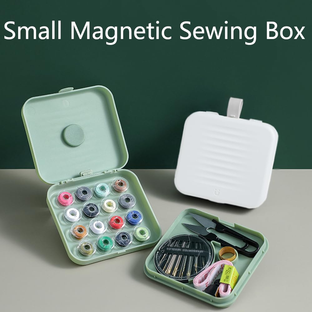 Diffaxy Mini kit de couture portable pour les déplacements et les urgences à la maison, petit kit de couture de base avec aiguilles, fils, boutons et ciseaux (Bleu