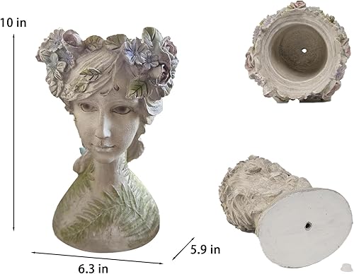 Miniatura 3 de DiliComing Head-Planter Face-Planters Pot - Macetas de flores de 10 pulgadas para exteriores con orificio de drenaje, maceta de cara de flores Head