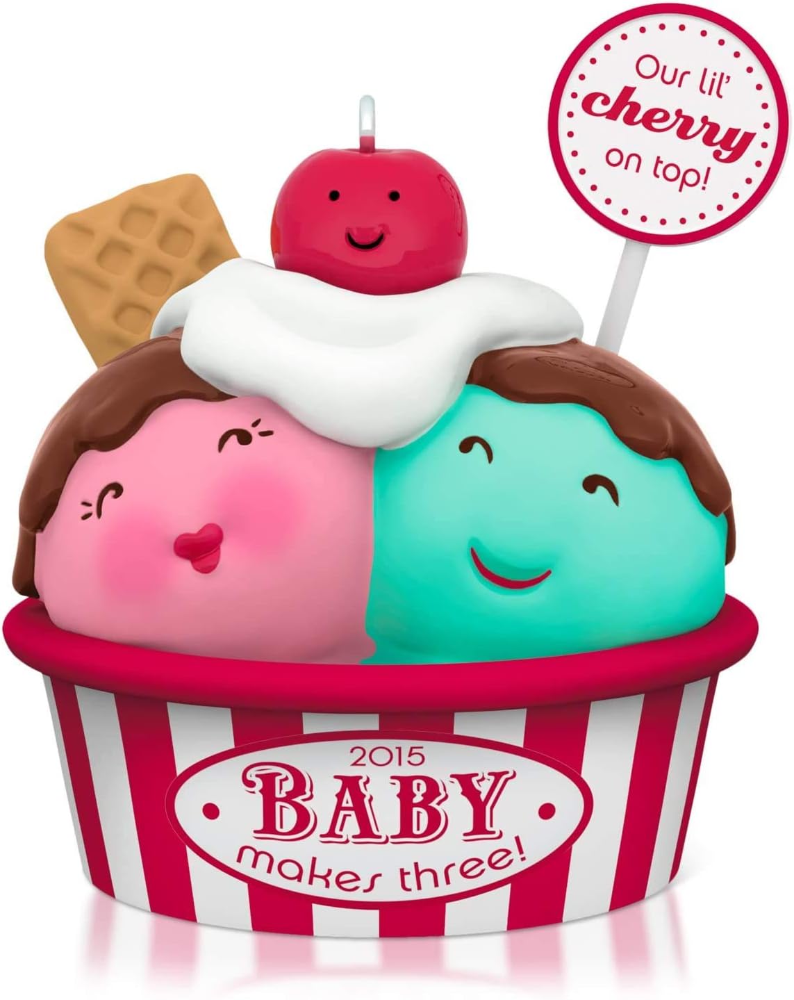 Hallmark Keepsake Ornament New Parents' Baby Makes Three Ice Cream with Cherry on Top image 2