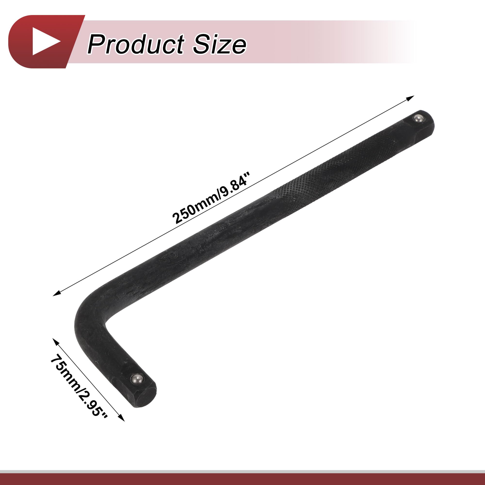 HEROFFIX 1 Pcs l Shaped Impact Socket Extension Bar Durable Extension Socket Tool 250x75mm Black CR-MO for Car Motorcycle Dirtbike Repair 1/2 Inch Drive - Image 4