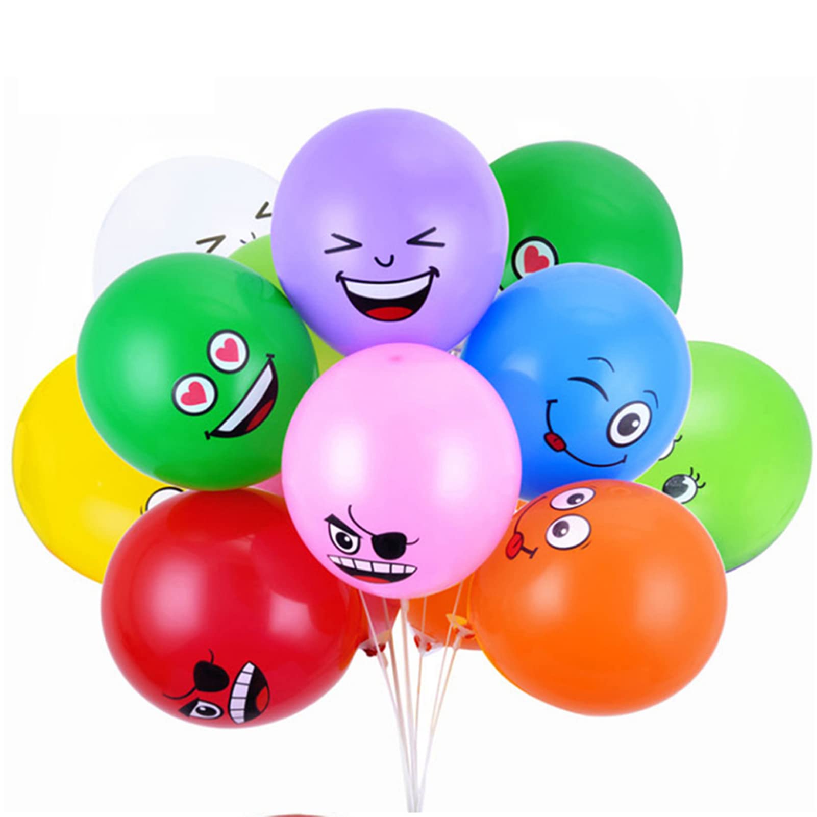 Pepisky Cute Printed Big Eyes Face Smiley Face Latex Balloons for Party Birthday or Holiday Decoration Style 1 Pack of 10 Multi-color