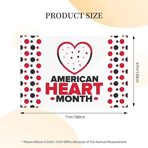 Miniatura 6 de Banner del mes del corazón americano de 47 x 71 pulgadas, banderas de fondo para decoración de fiesta de boda