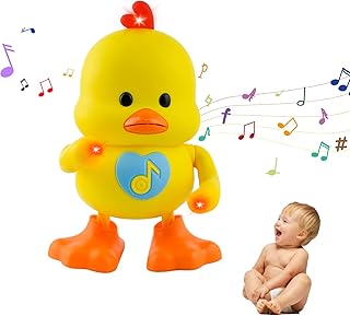Tizund Multi-function Musical Dancing Duck,Light Up Music Singing Dancing Crawling Walking Interactive Yellow Duck Toy,Singing Kids Duck Interactive Toys for Toddler Boys Girls Preschool Gifts