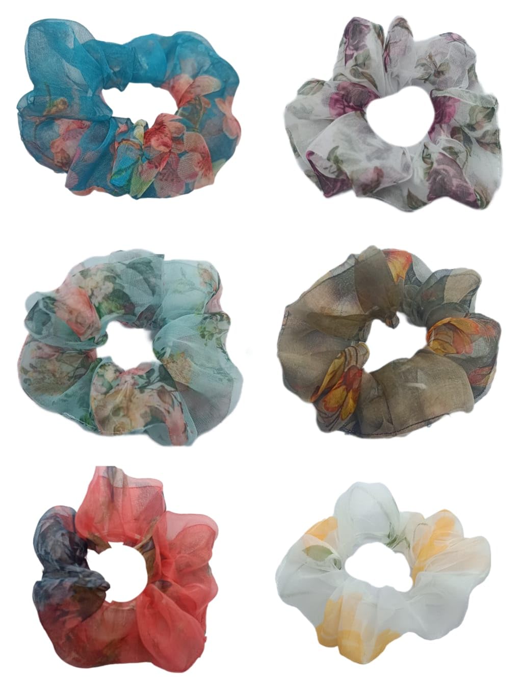 IBDA 06 PIECES ORGANZA Floral Colourful Elastic Hair Bands Organza Hair Scrunchies for Women Ponytail Holder (B0BSFGCBRG) Amazon Price History, Amazon Price Tracker