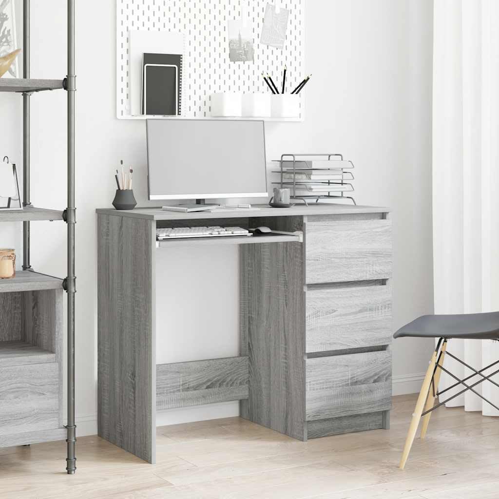 vidaXL Escritorio Mesa Ordenador Estudio Oficina Muebles Despacho Almacenamiento Estantería Hogar de Madera Contrachapada Gris Sonoma