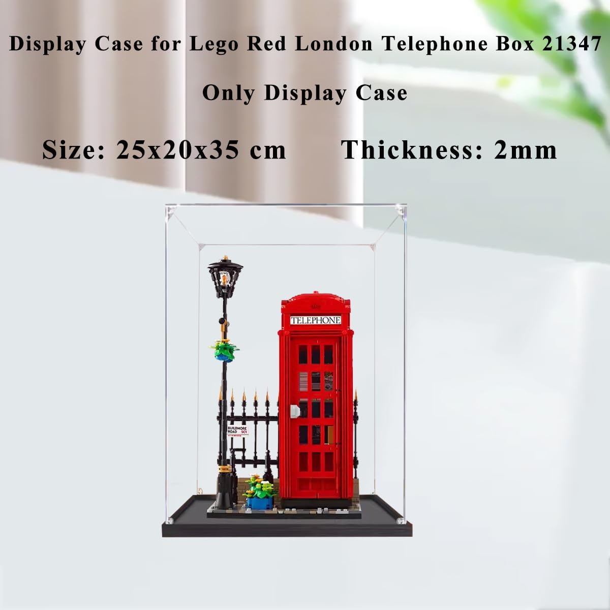 Teca Vetrina - Trasparente Teca Espositiva in Acrilico per Lego-21347 - per (Cabina Telefonica Londra) , 25x20x35cm