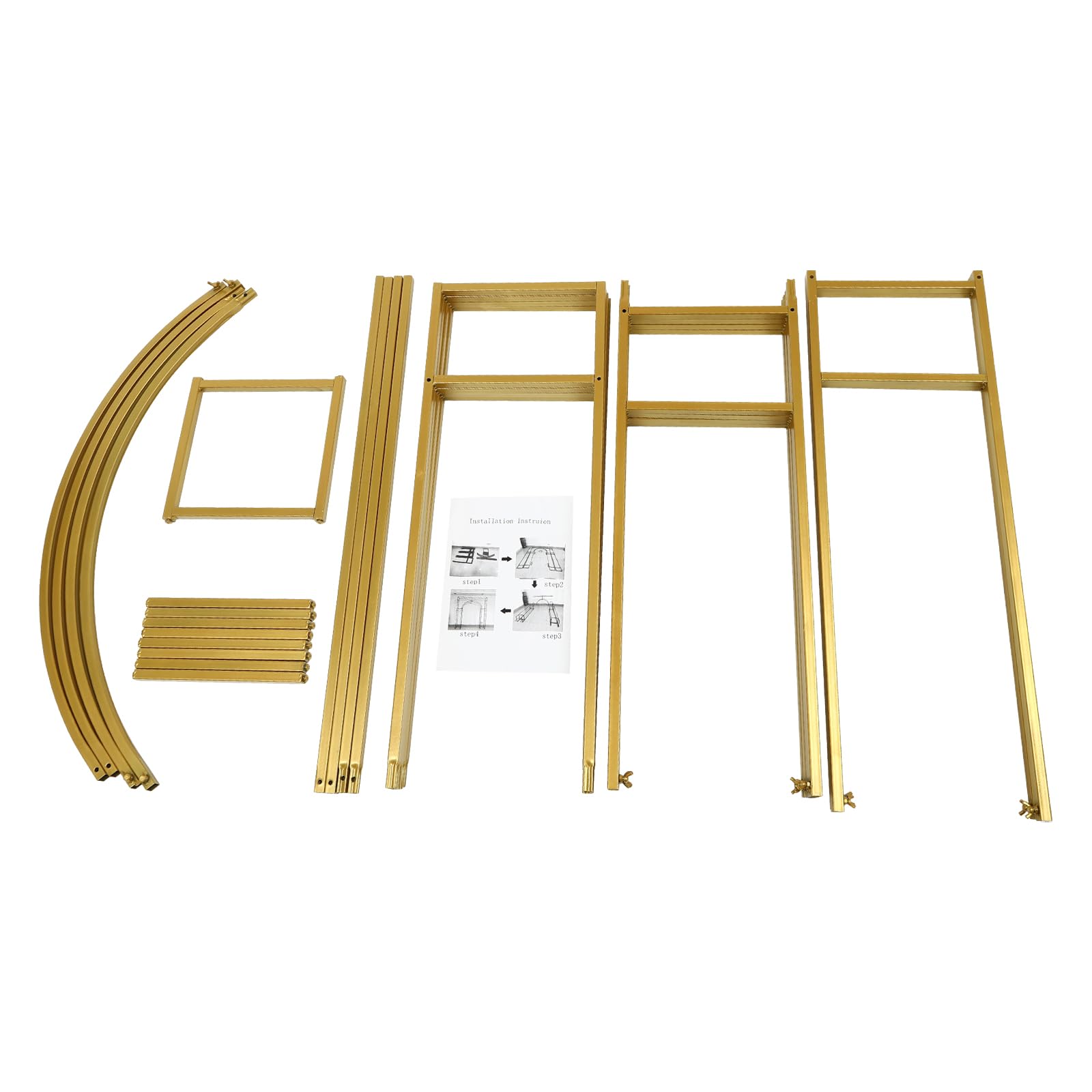 Dfmyhked Gold Carbon Steel Wedding Arch Stand, 7.9FT Metal Open Arch Backdrop, Heavy-Duty Rustproof Backdrop Frame for Events and Plant Support