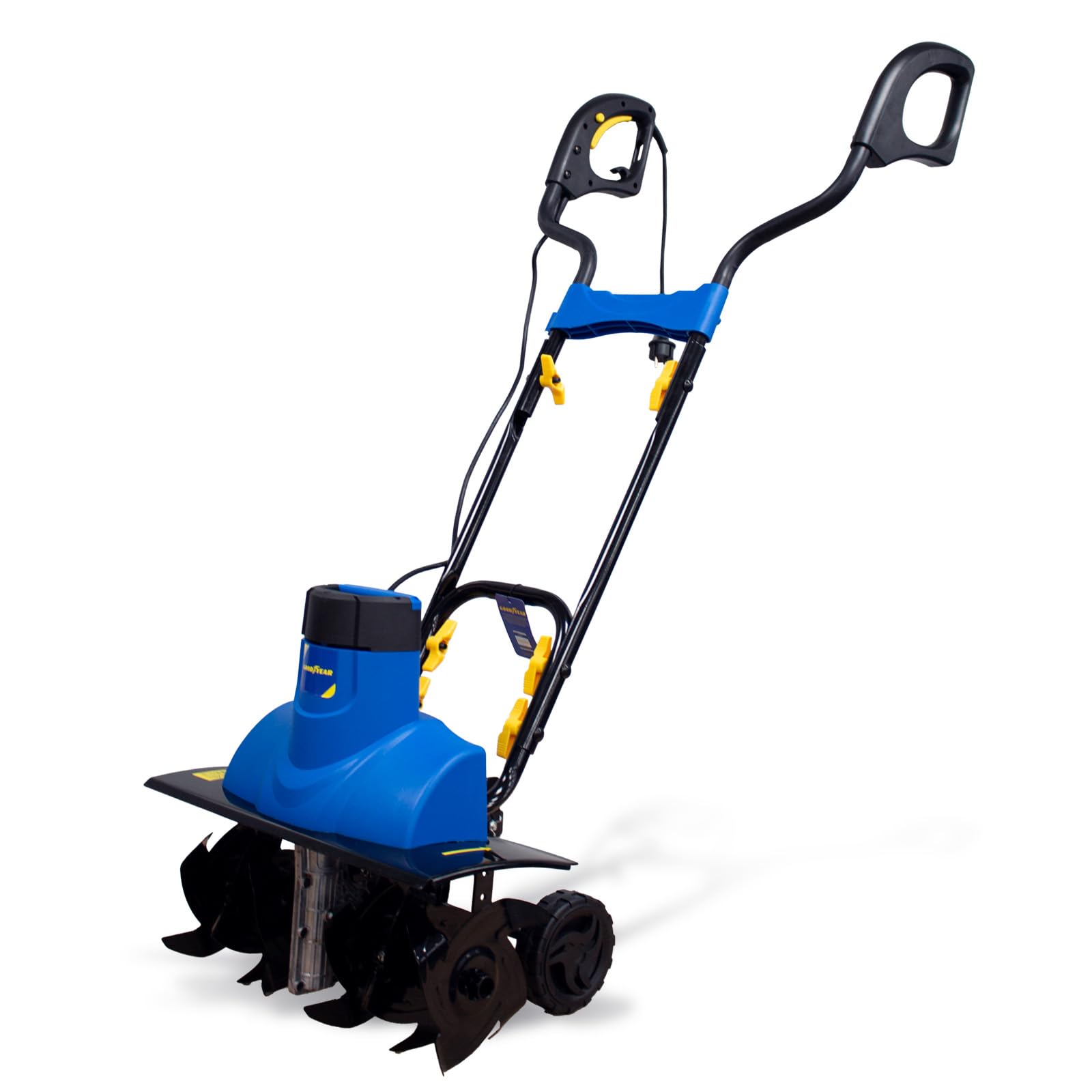 Goodyear - Motoazada Eléctrica 1500W con Ruedas, Ancho de Corte 450mm, Profundidad 180mm, Manillar Plegable, Altura Regulable, Protector Metálico, Motoazada para Huerto y Jardín