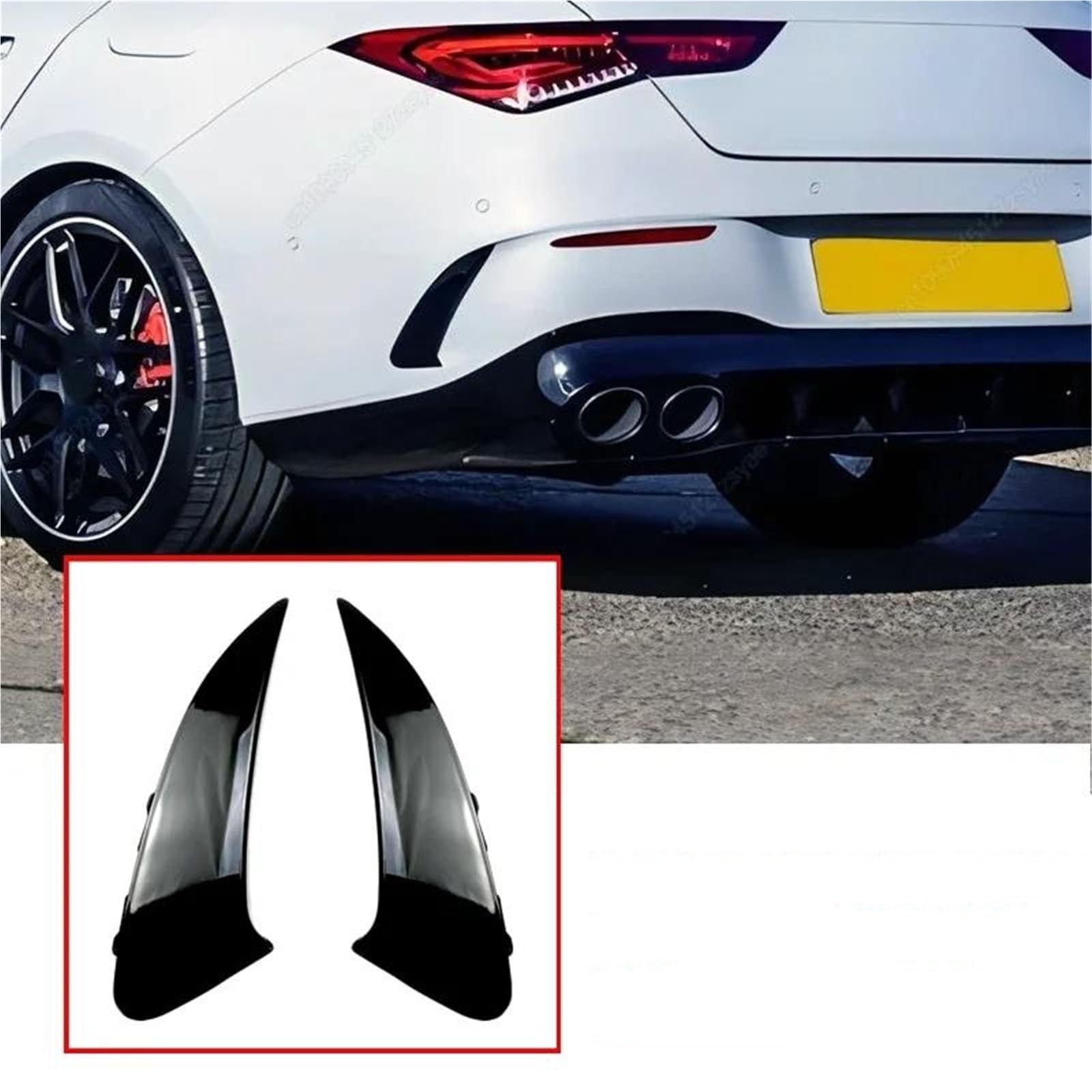 Spoiler Posteriore Per Mercedes Per Benz CLA-Class C118 CLA35 CLA45 AMG 2019 + Auto Paraurti Posteriore Spoiler Air Vent Copertura Gloss Nero Di Carbonio Diffusore Paraurti(Nero lucido)