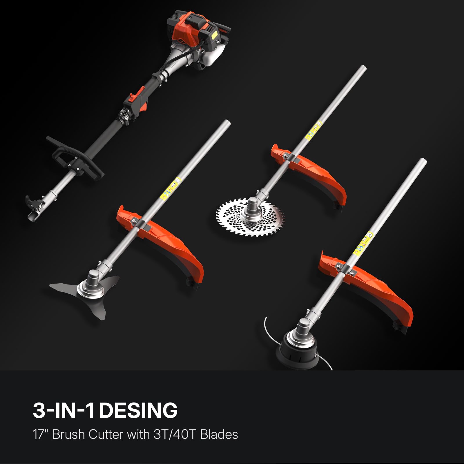 WORKIT Podkaszarka spalinowa 25,4 cm³, 3 w 1, podkaszarka do trawy i przycinarka do krawędzi, szerokość cięcia 43 cm, żyłka 2,4 mm, nóż 3-zębowy i 40-zębowy, 2-suwowy