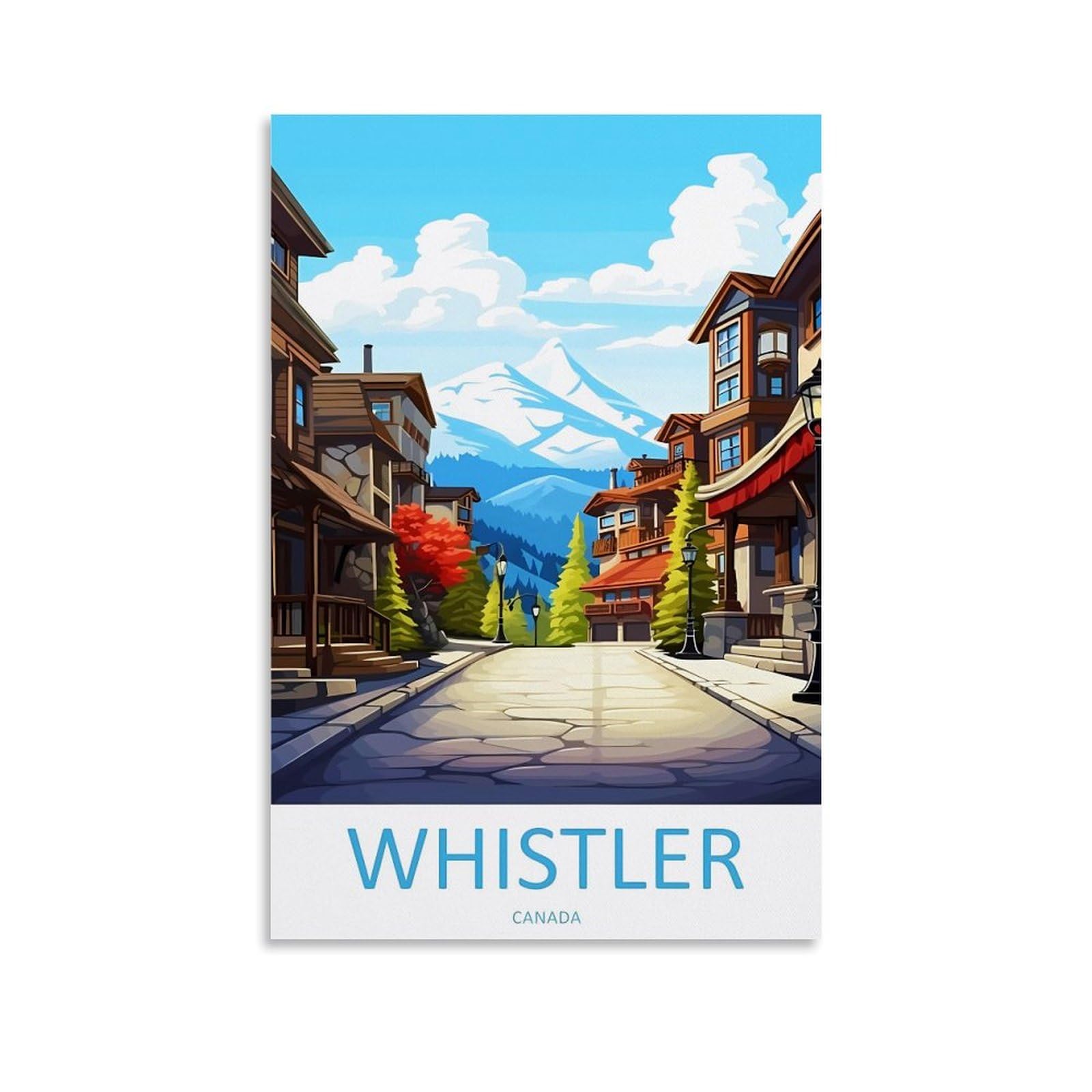 Ouweri Unframe-Style Whistler Canada Vintage Travel Poster Cool Artworks Painting Wall Art Canvas Prints Hanging Picture Home Decors Idea 12X18inch(30X45cm)