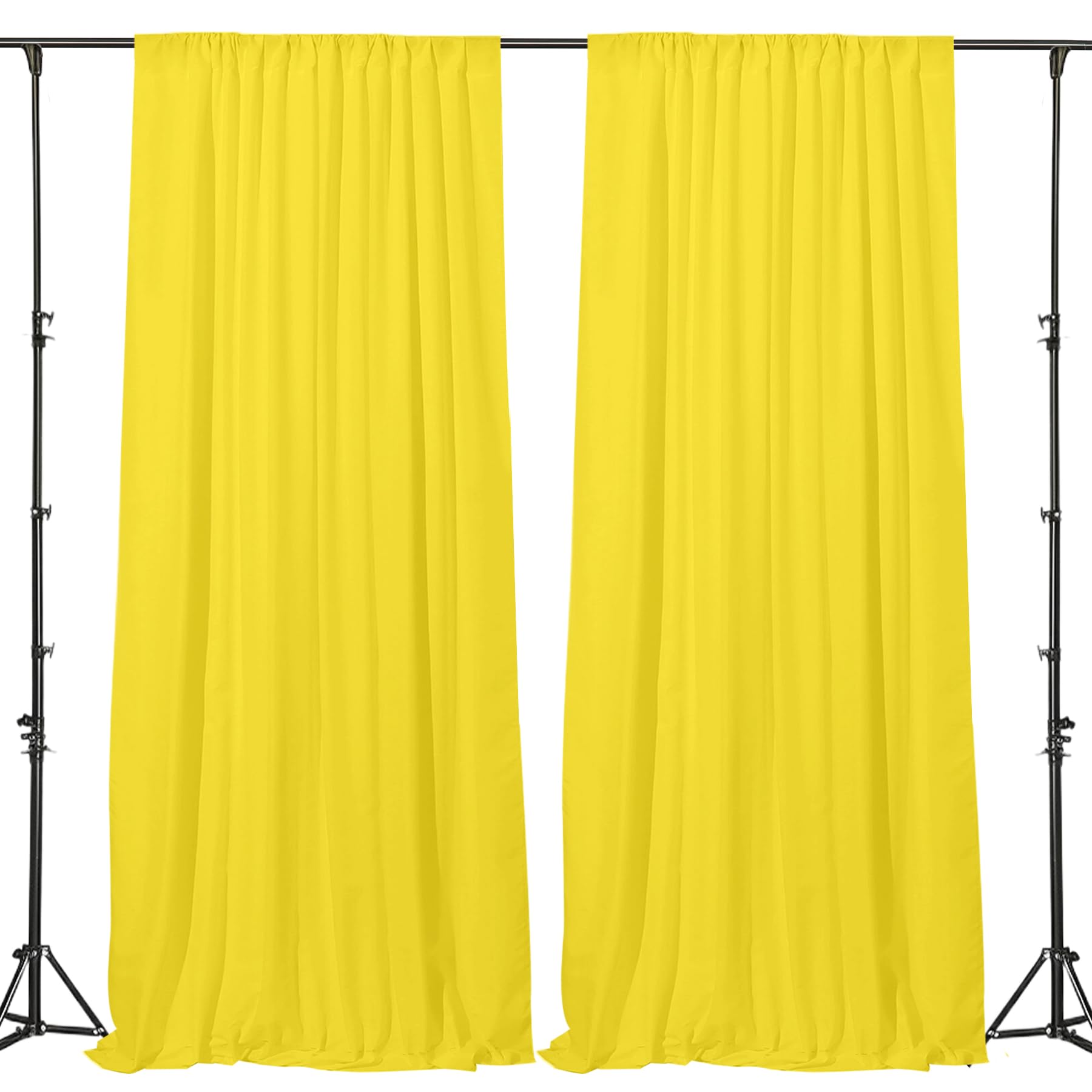 Gallety Yellow Backdrop Curtain for Wedding, Photo Backdrop Curtain for Bridal Shower Decorations - 10FT x 10FT Stage Curtains for Graduation Dances,