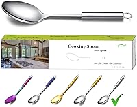 Vista 1 de Berglander Cuchara sólida, cucharas de cocina sólidas de acero inoxidable, porción sólida, cucharas de cocina, cuchara para cocinar, untado