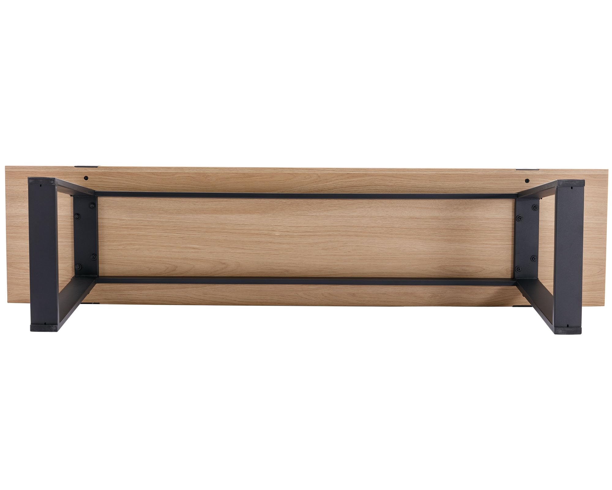 60" Wood Dining Bench with Black Metal Legs for Dining Room, Kitchen, Natural Oak