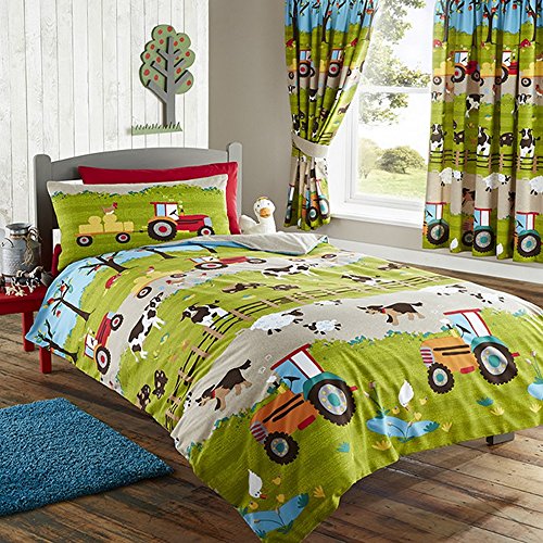 Parure de lit Simple avec Housse de Couette pour lit Simple Motif Cochon de la Ferme