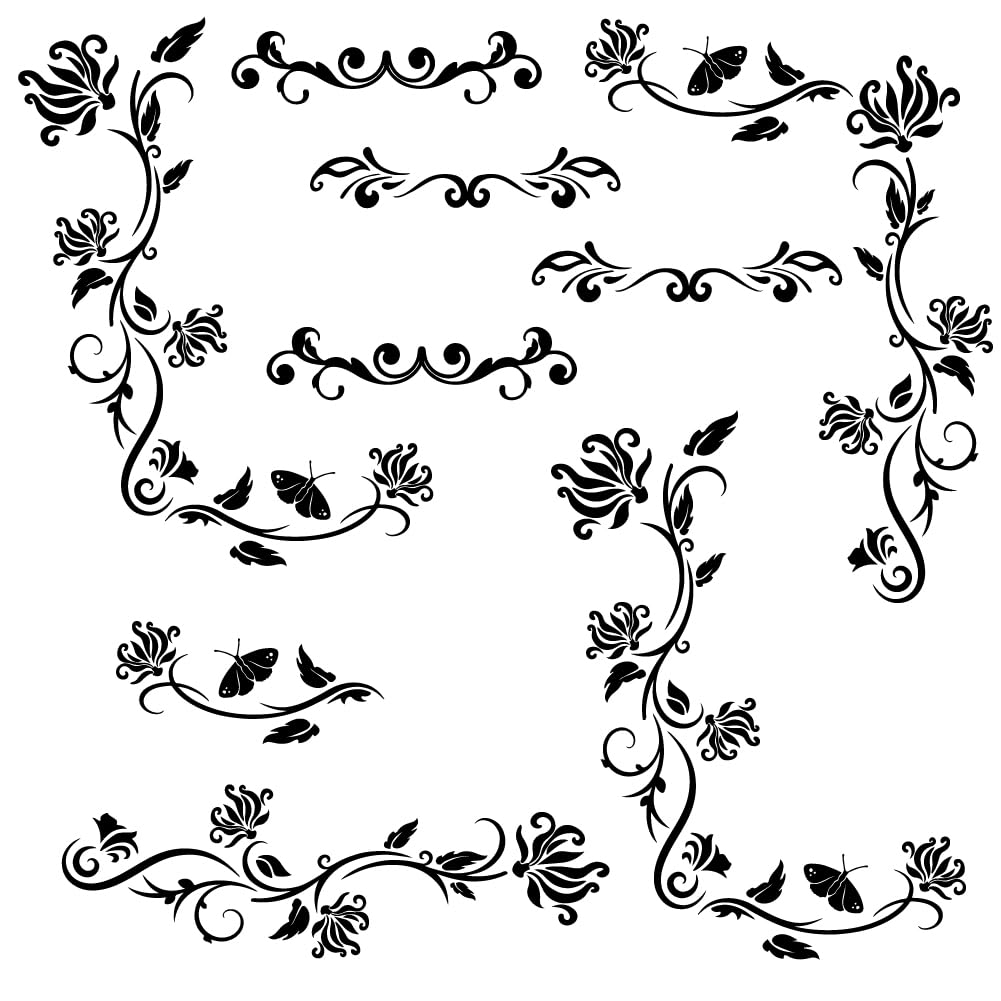 Décoration murale fleurs noires en vinyle pour fenêtre de salon et chambre