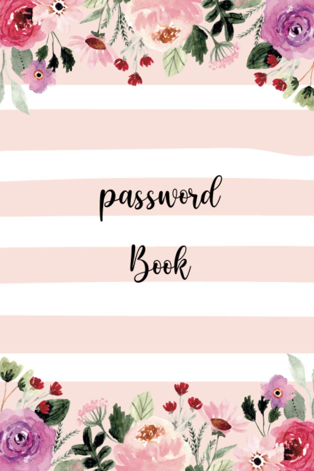 Password Book with Alphabetical tabs large print: password keeper logbook with alphabetized tabbed pages 6x9 | pretty pink stripes website email ... log book and internet password organizer