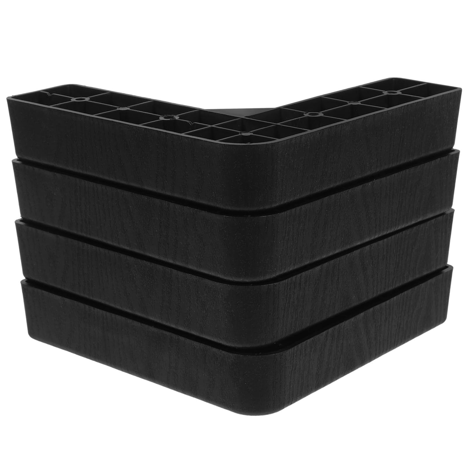 Angoily 4PCS L Shape Furniture Risers, Plastic Sofa Feet Risers with Screws, Universal Furniture Risers for Bed, Table, Sofa, Couch, Chairs Legs, Black, (16.50X16.50X3.50CM)