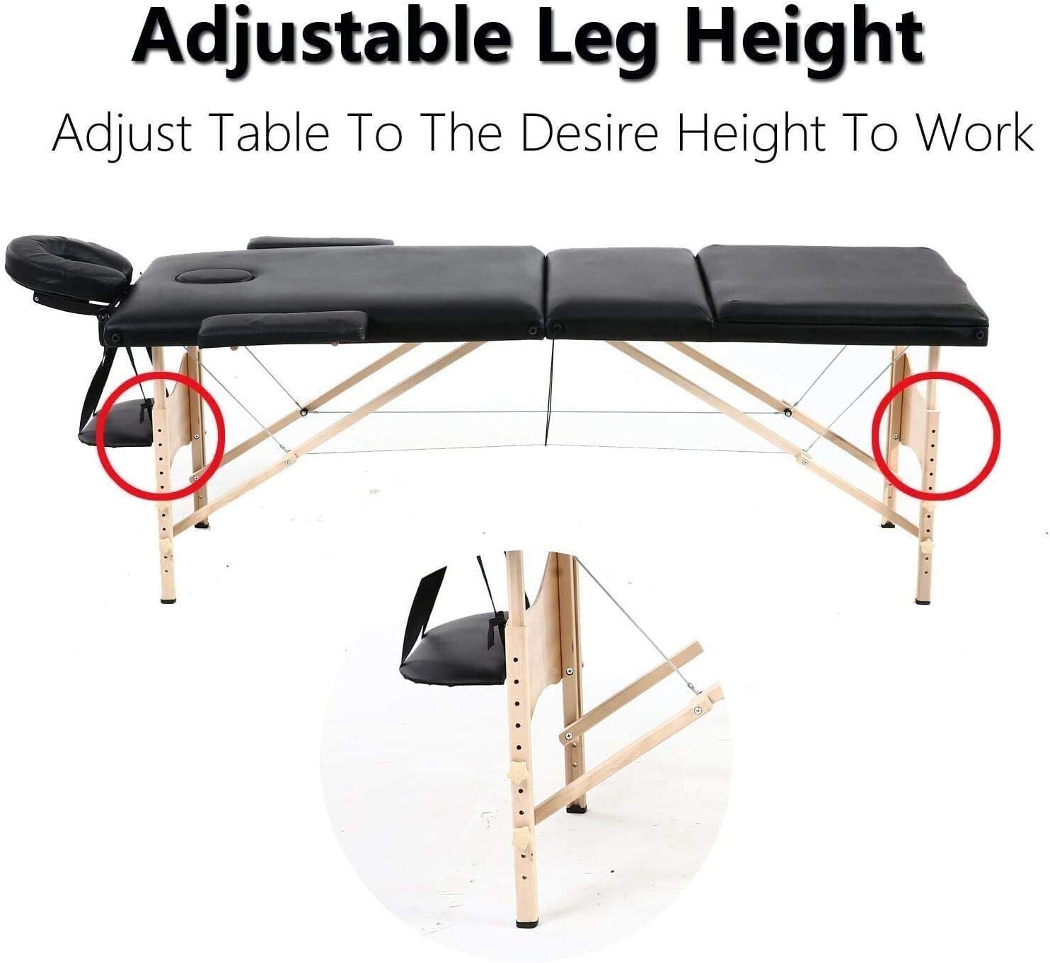 Lettino da Massaggio Portatile, Lettino da Massaggio, Lettino da Spa, Lettino da Terapia, Lettino da Salone Regolabile in Altezza, Letto Pieghevole, Adatto per Terapia, tat(