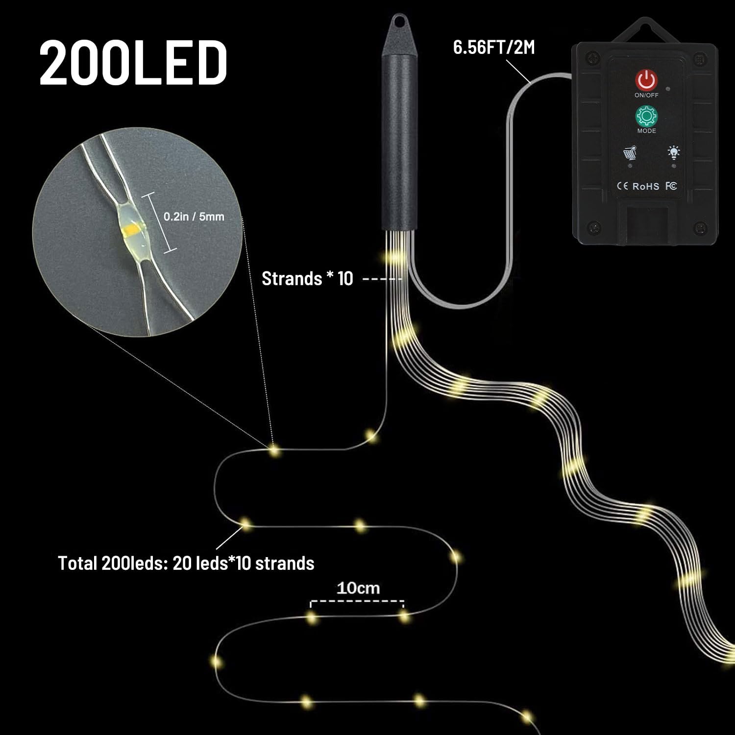 Gresonic Solar Waterfall Fairy Lights - Image 2