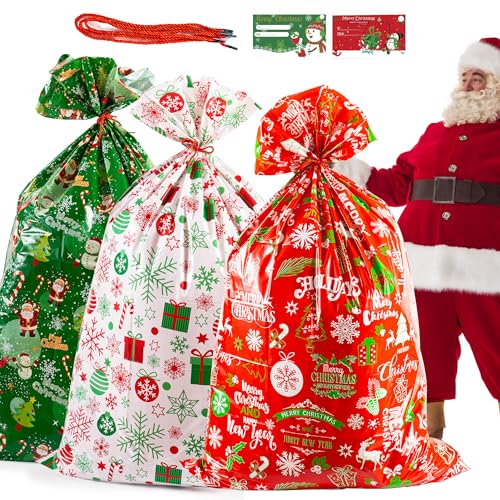 3 Stück Extra Große Geschenktüten Weihnachten, Folien...