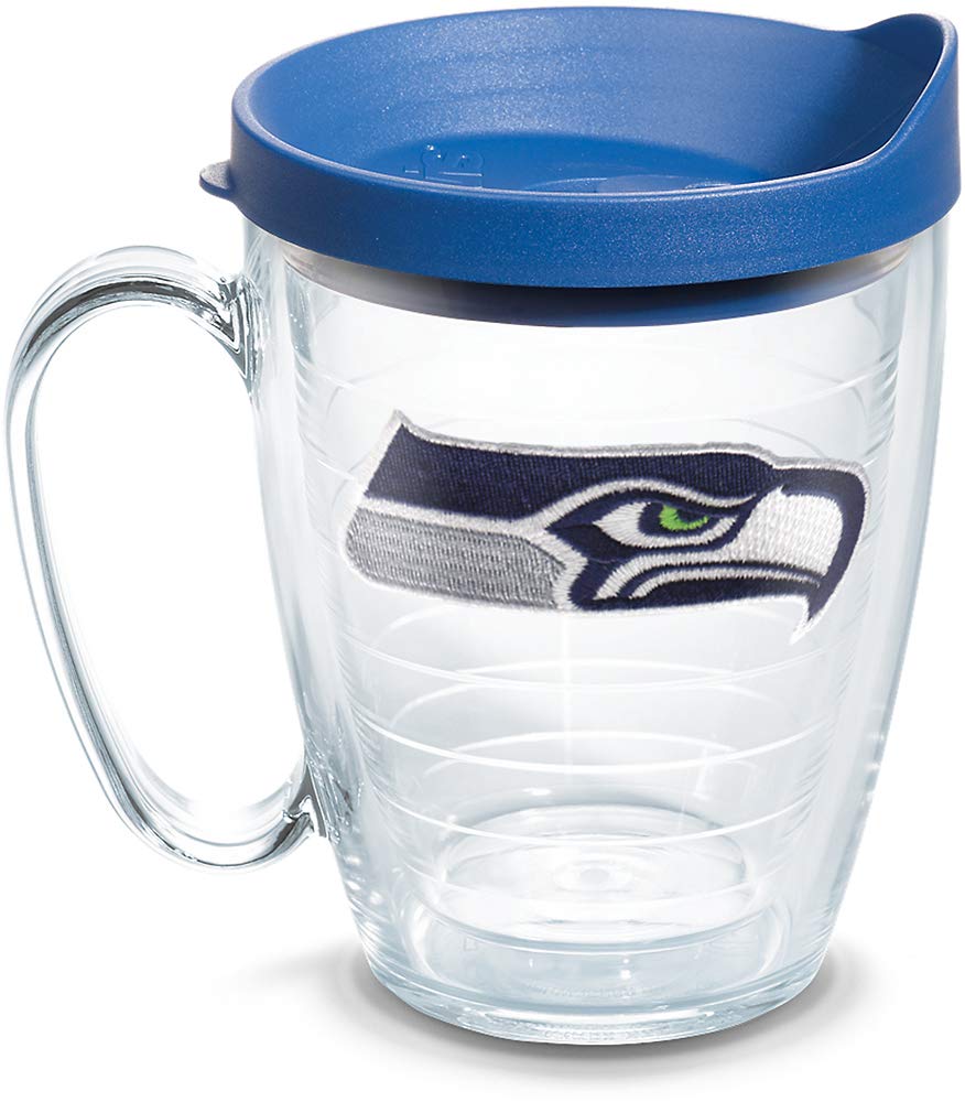 Tervis NFL Seattle Seahawks Primary Logo Tumbler with Emblem and Blue Lid 16oz Mug, Clear