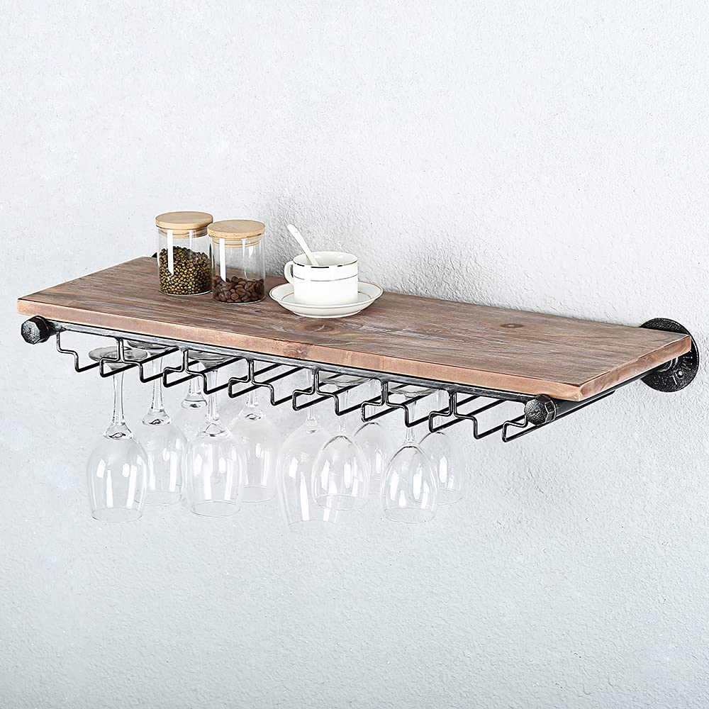 Buy Industrial Pipe Shelving Hanging Stemware Racks,Rustic Wall ed Wine