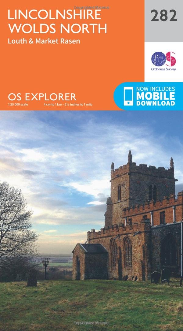 Lincolnshire Wolds North Map | Louth & Market Rasen | Ordnance Survey | OS Explorer Map 282 | England | Walks | Hiking | Maps | Adventure