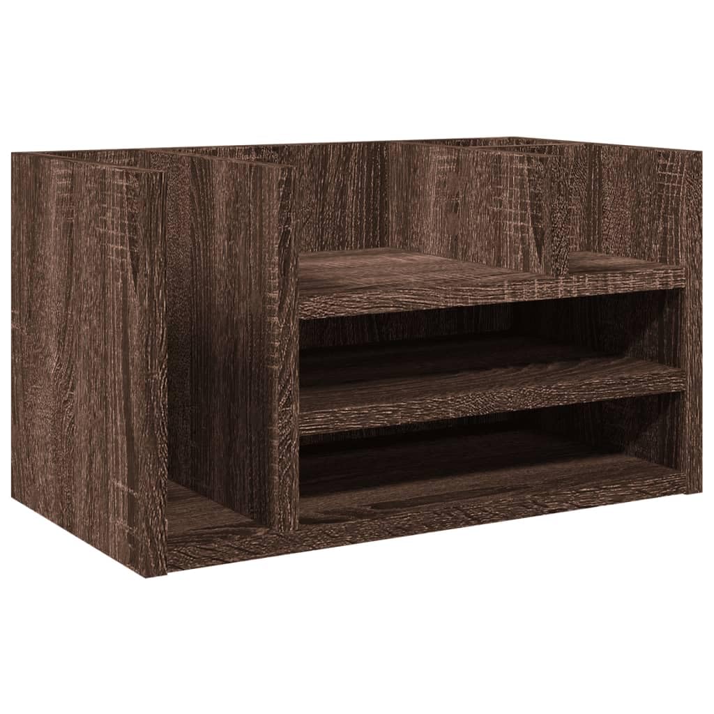 Organizer Scrivania Rovere Marrone 44,5x24x25 Legno Multistrato,Organizer da Scrivania,Portaoggetti da Scrivania,Organizer da Scrivania-848044