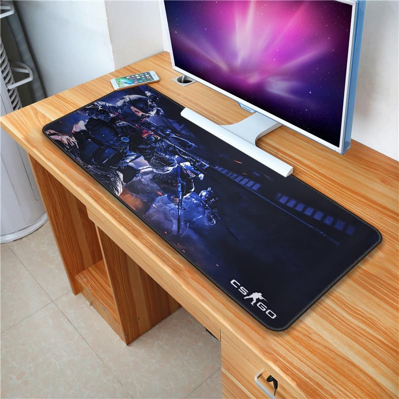 Image of Large Extended Long 700 x 300 mm Mouse Pad for Keyboard & Mouse | Water Resistant Anti Slip Surface Ideal for Office Home and Gaming Setup (CS GO Blue -1)