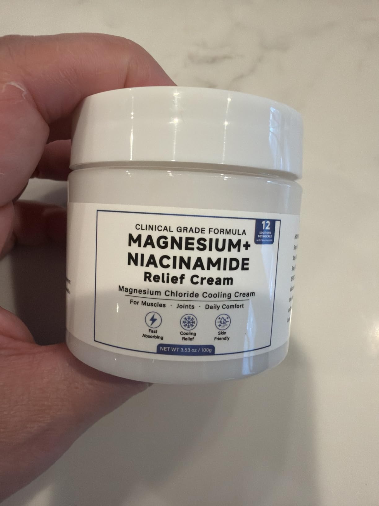 Kaminii Magnesium Niacinamide Relief Cream - Magnesium Cream for Joints, Leg, Foot, 12 Ingredients for Relief, Fast Acting Cooling Formula, Lightweight, Non-greasy -1PC