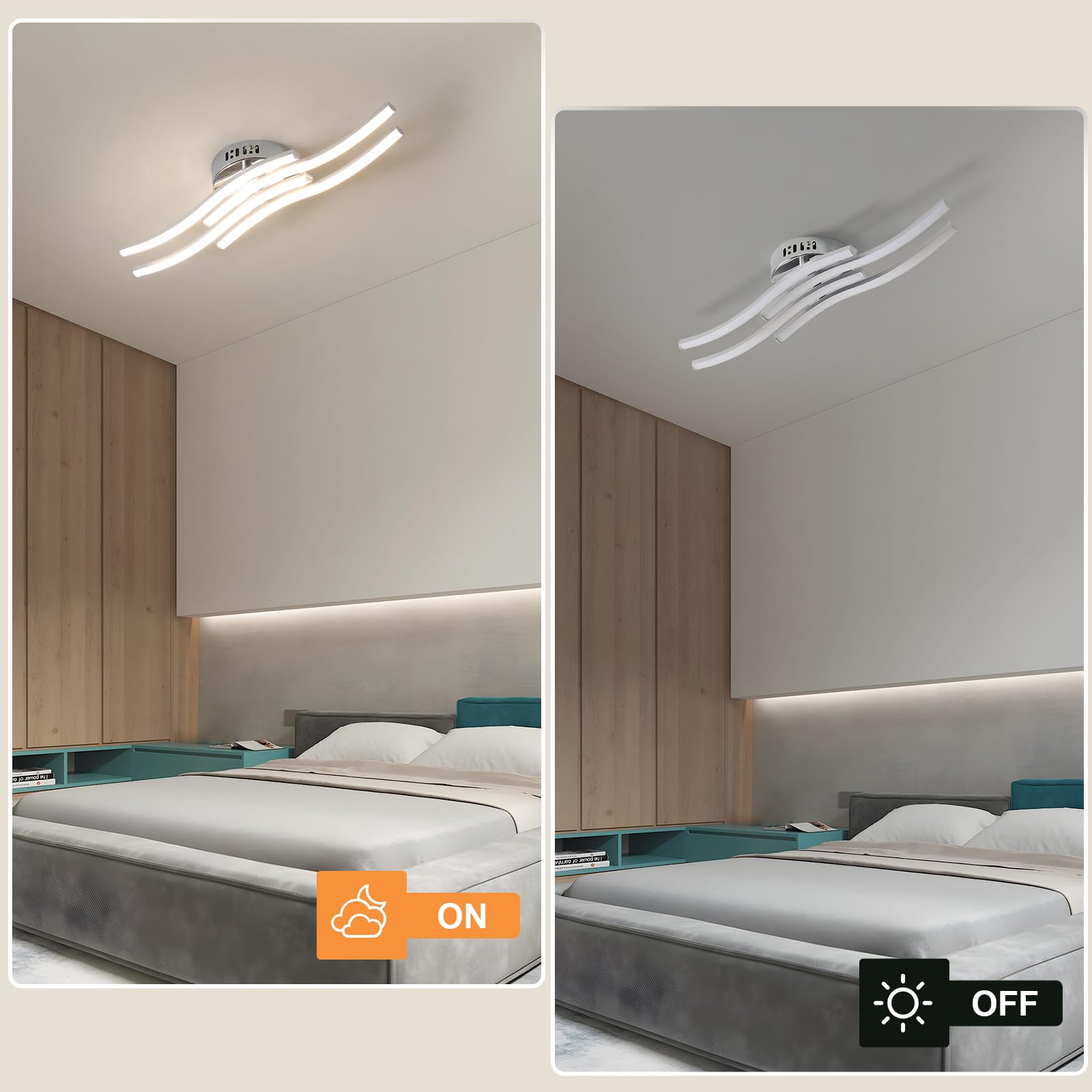 Osairous Plafoniera LED Soffitto Moderno, 24W 2300LM Lampada da Soffitto in Acrilico, Luce Bianca Neutra 4000K per Soggiorno Camera da Letto Cucina e Ristorante,53CM