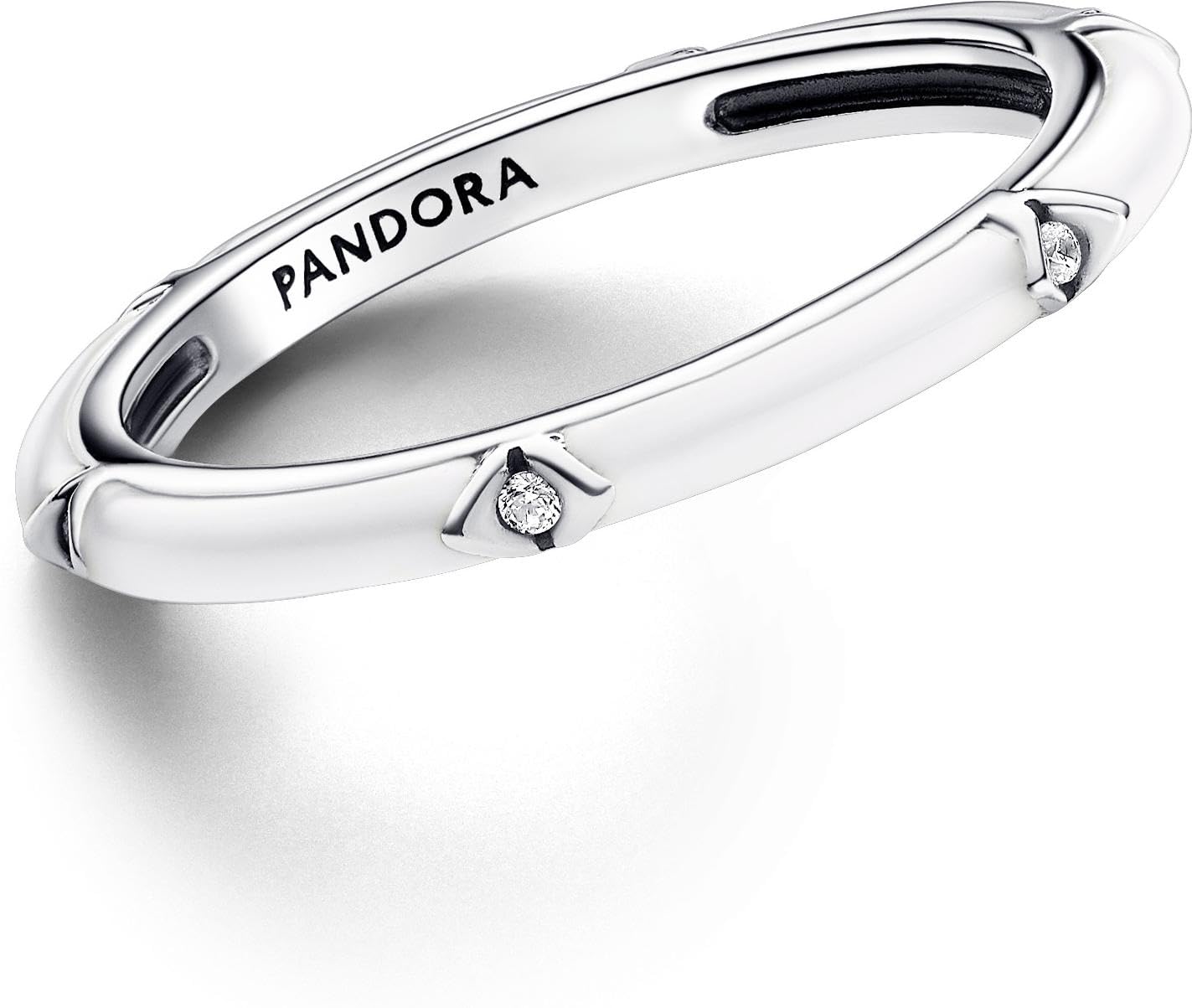 PANDORA ME - Anello in argento sterling con pietre di zirconia cubica incolori e smalto bianco