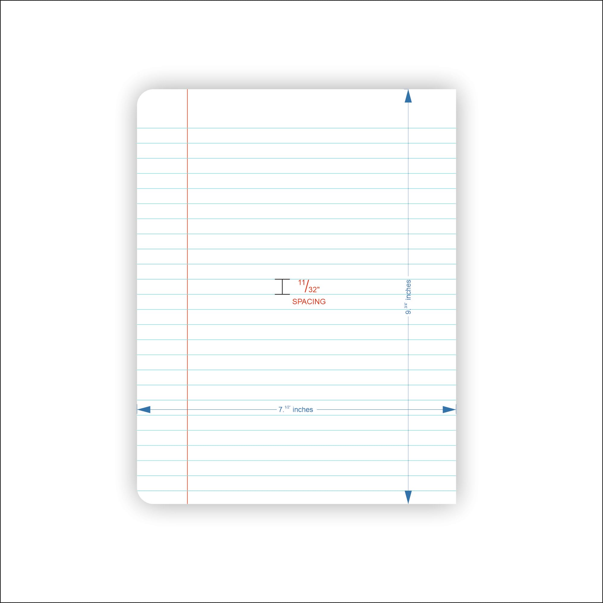 Cahier de composition - 100 feuilles - Ligné large - 24,8 x 19,1 cm - Couverture durable - Utilisation scolaire et bureau - Lot de 4