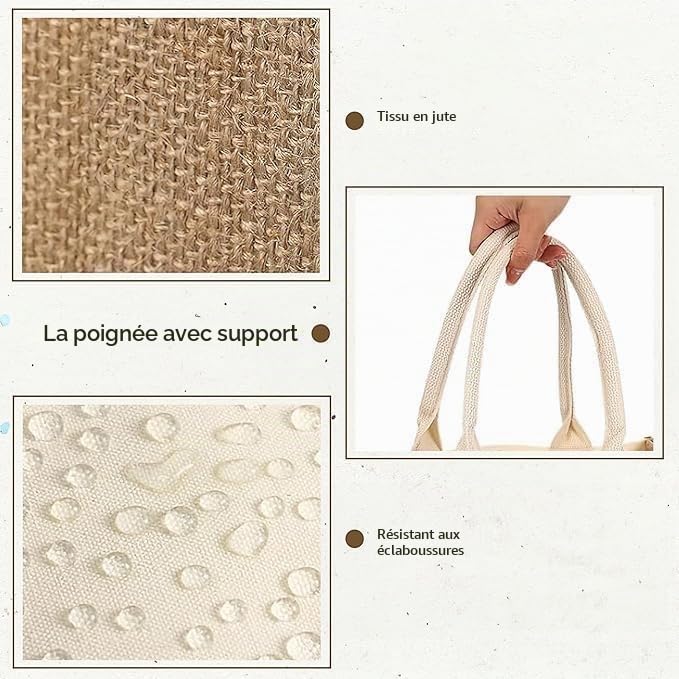 MALLOOM Lot de 6 Sacs fourre -Tout en Toile de Jute, Sac de Mariage de Demoiselle d'honneur, Fourre-Tout de Plage, Sacs d'épicerie réutilisables avec poignées en Coton pour le Shopping, les Voyages