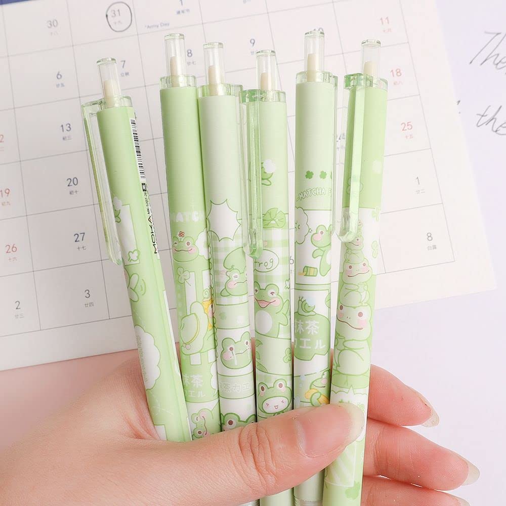 6pcs set Cartoon Frog Gel Pen Cute Animal Writing Pen Retractable Pens School Supplies for Student Girls 0 — view 4