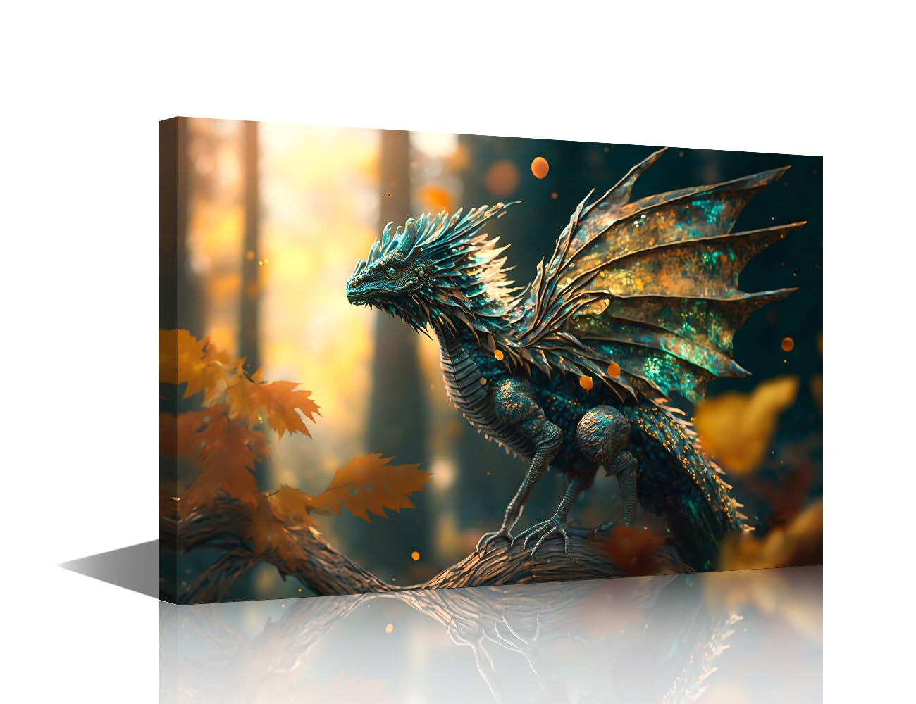 1 Pieces Dragon Framed Wall Art Mythical Creatures Contemporary Home Decor Canvas Art Fantasy Animals Wall Art for Living Room Pictures Print on Canvas Framed Ready to Hang (16" Wx24 H)