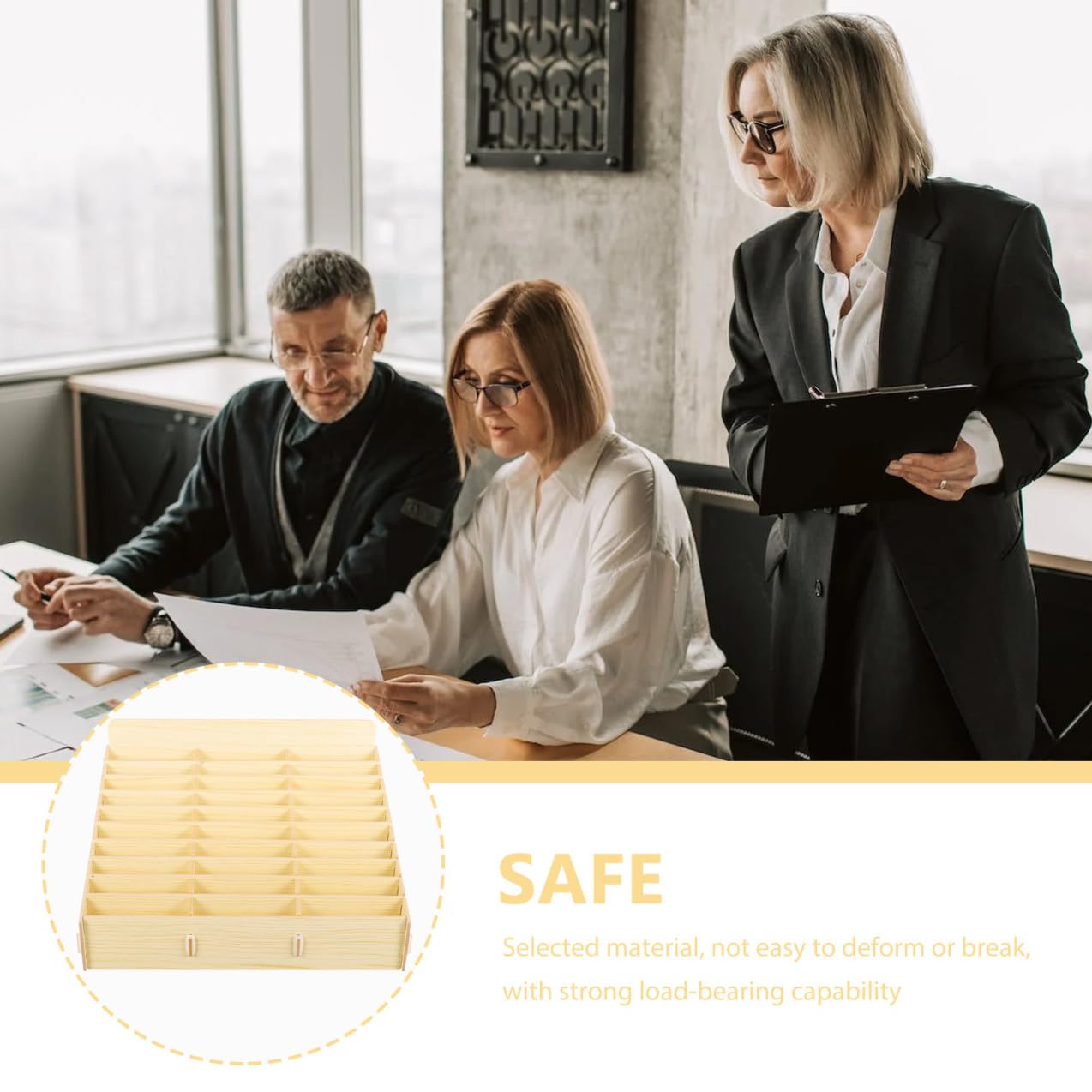 iplusmile Organizer da Scrivania in Legno Khaki 30 Scomparti, Capacità di Carico Elevata e Design Rustico Semplice per L'organizzazione di Cancelleria e Oggetti in Soggiorno