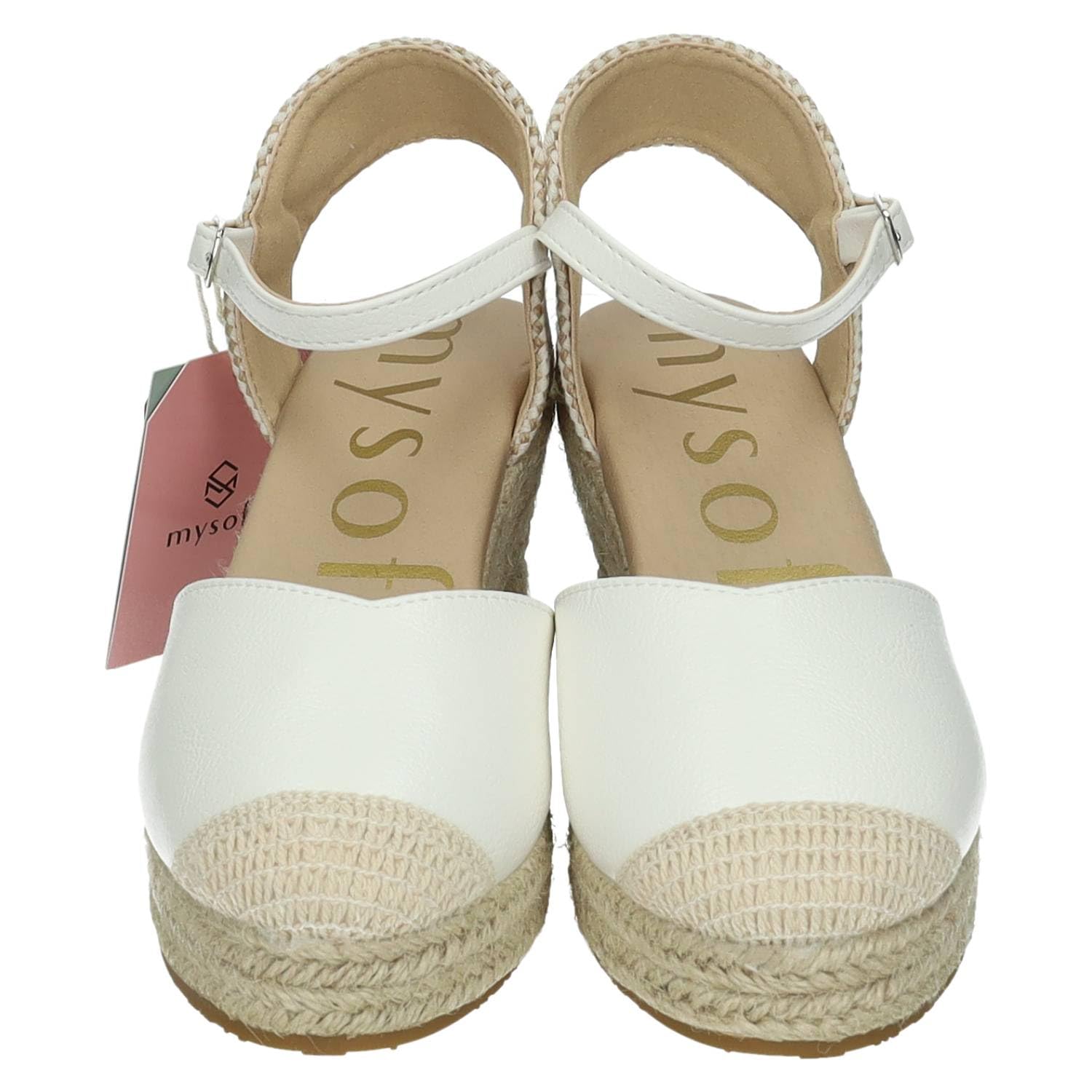 mysoft 25M150 Alpargatas con cuña Blanca para Mujer, diseño Elegante y cómodo Hecho en España Mujer Alpargatas