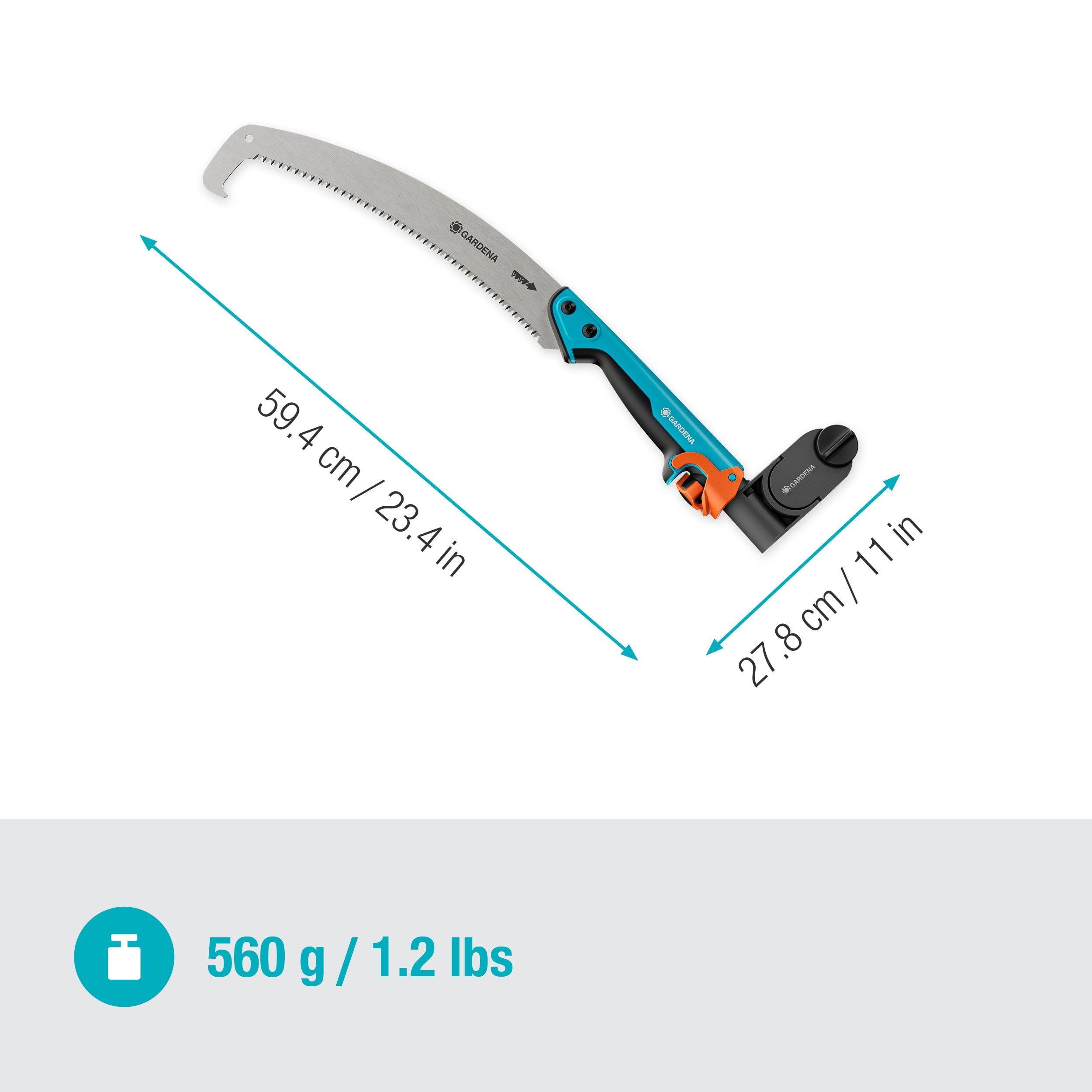 Gardena StarCut Pro L, Bypass Cut, Telescopic Pruning Lopper Saw & Adapter, Dark Grey, Turquoise - Image 2