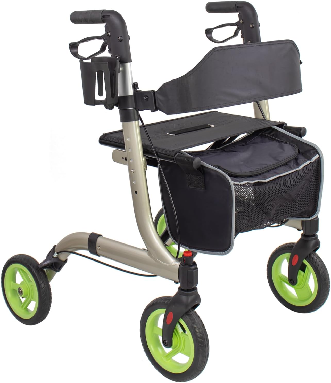 Rollator Walkers for Seniors- Rollator Walker with Cup Holder- Easy Folding Senior Walker with Backrest- Lightweight Mobility Walking Aid for Adult Elderly, Aluminum Frame, Champagne