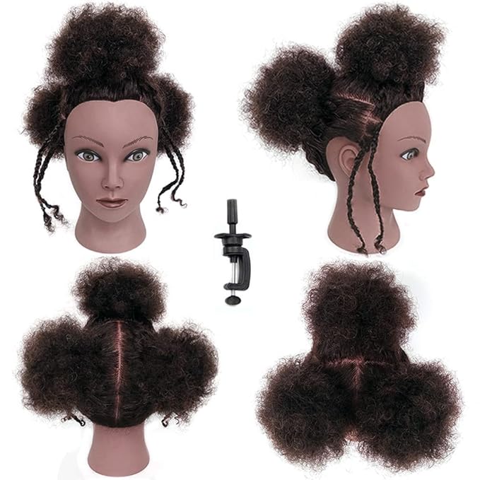 Mannequin Head with 100 Human Hair Manikin Head with Afro Kinky Curly Hair